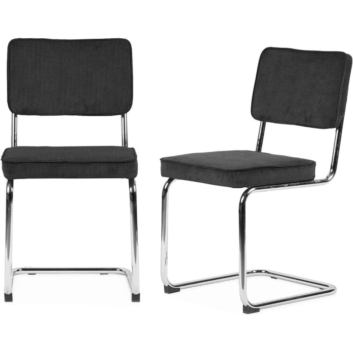 Alice'S Home - Lot De 2 Chaises Cantilever Velours Côtelé Gris Foncé L46 X P54.5X H84.5Cm | Designix - Amazon    - https://designix.fr/