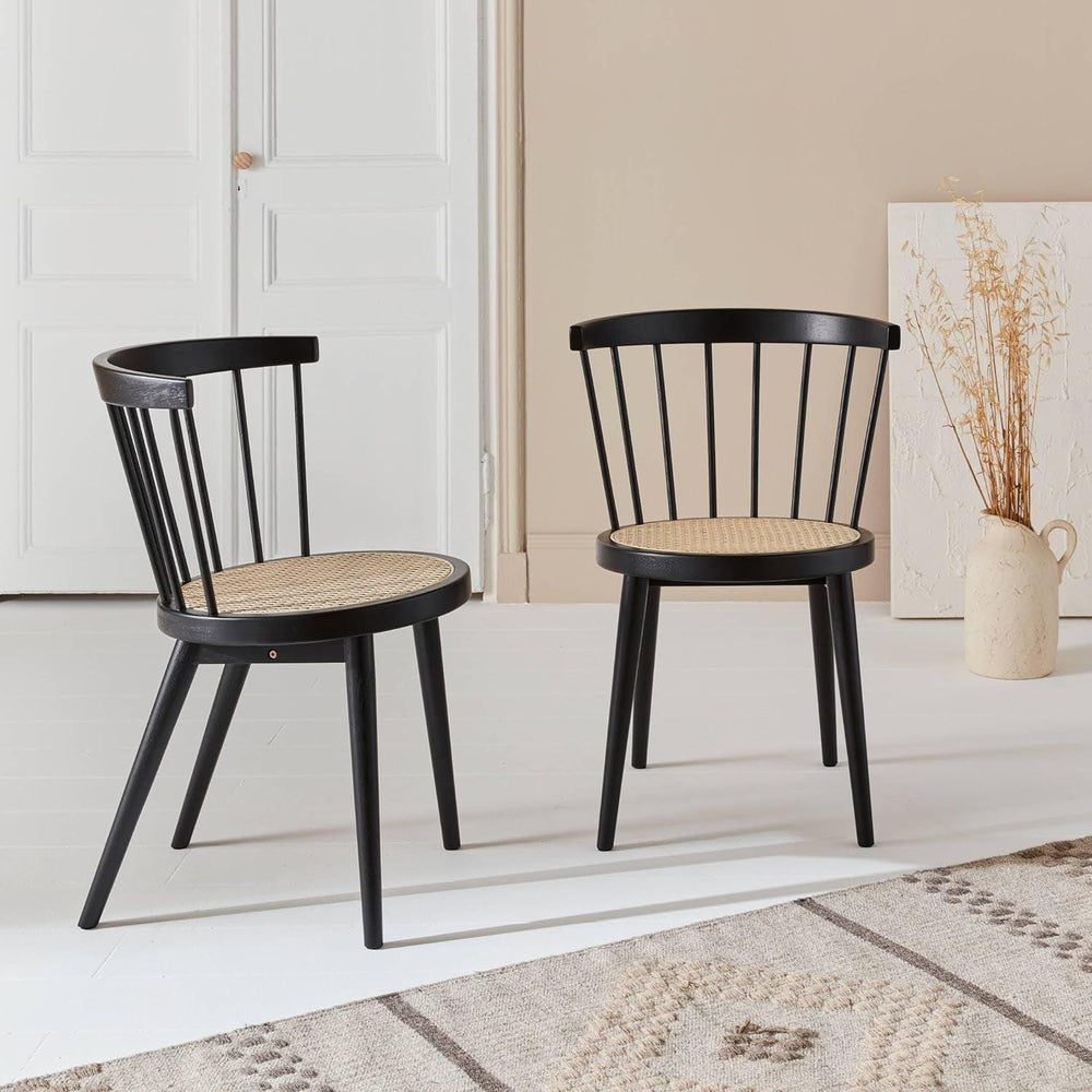 Alice'S Home - Lot De 2 Chaises Noires En Bois Et Cannage. Nora. L 54 X P 54 X H 76.5Cm | Designix - Amazon    - https://designix.fr/