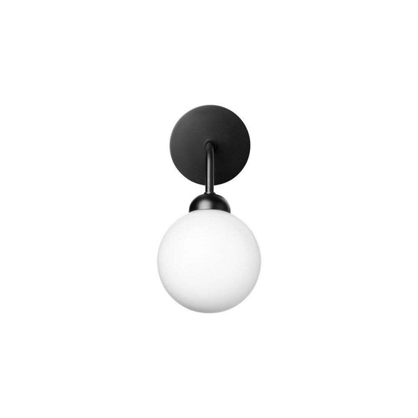 Applique murale Apiales en verre, noir satiné et blanc, Ø 12 cm, 5 W, hauteur 24 cm