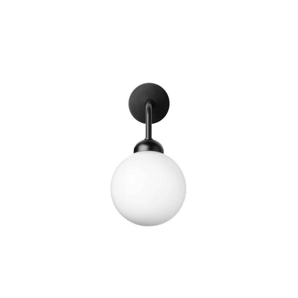 Applique murale Apiales en verre, noir satiné et blanc, Ø 12 cm, 5 W, hauteur 22 cm
