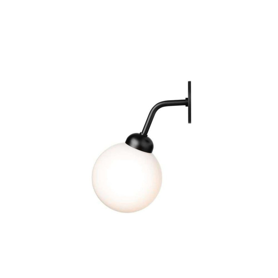 Applique murale Apiales en verre, noir satiné et blanc, Ø 12 cm, 5 W, hauteur 22 cm