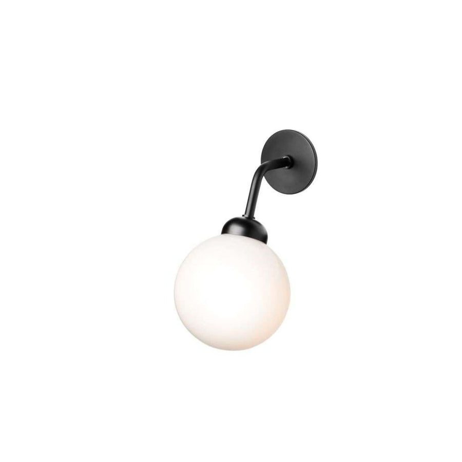Applique murale Apiales en verre, noir satiné et blanc, Ø 12 cm, 5 W, hauteur 22 cm