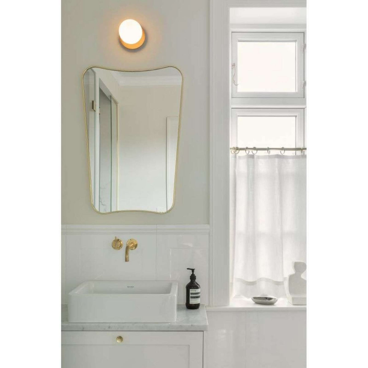 Applique murale Liila 1 en verre, bronze et blanc, Ø 14 cm, IP44