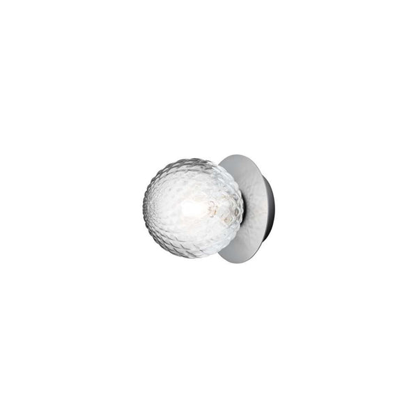 Applique murale Liila 1 en verre, argenté et transparent, Ø 14 cm, IP44