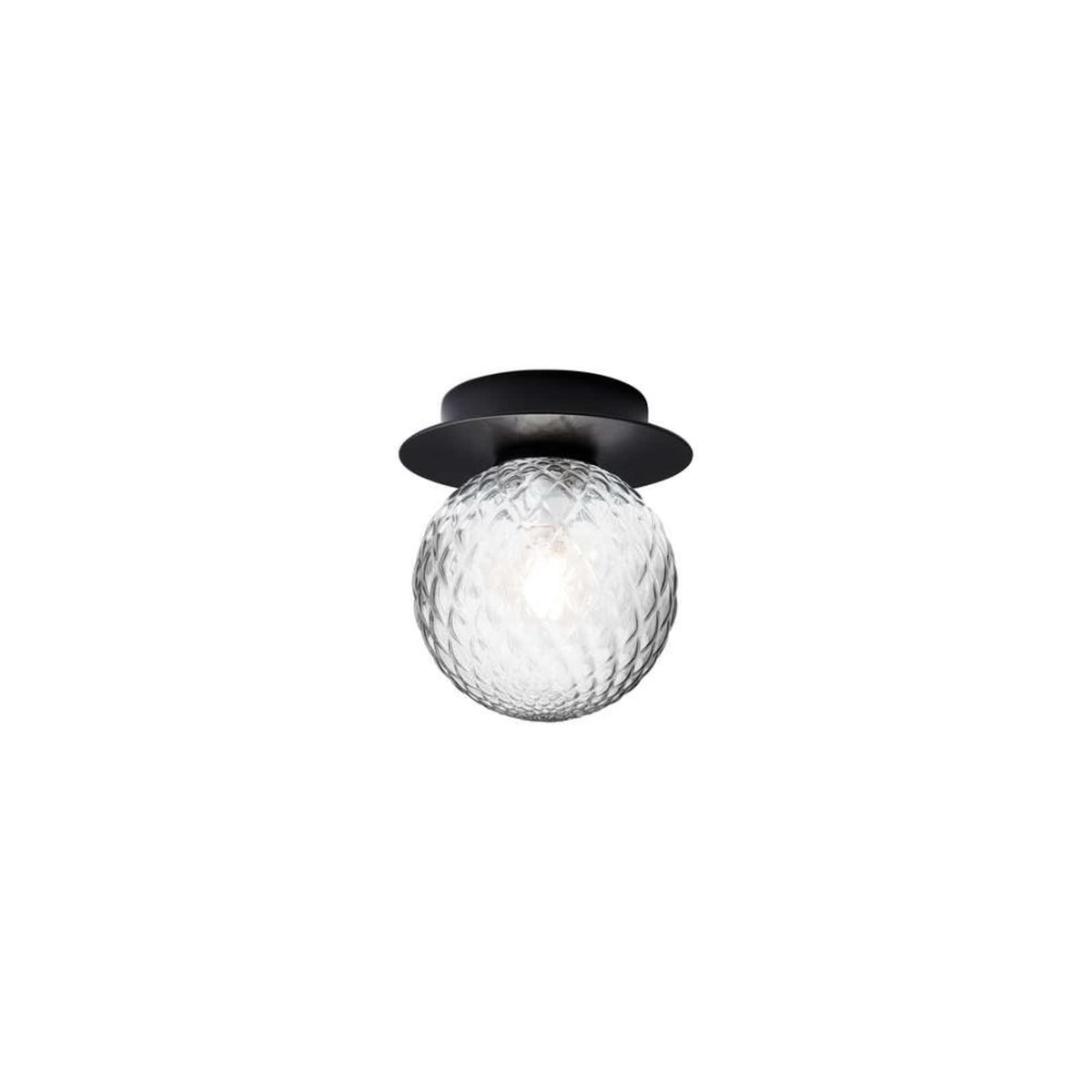 Applique murale Liila 1 en verre, noir et transparent, Ø 14 cm, IP44