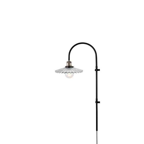 Applique murale Cobbler en verre, transparent et noir, hauteur 75 cm
