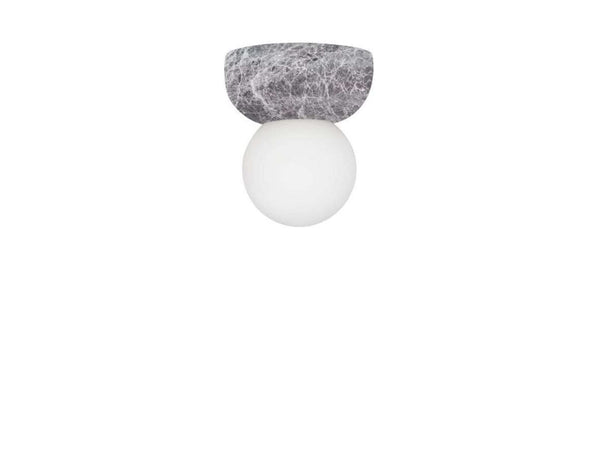 Applique murale Torrano en verre, gris marbré et blanc, Ø 13 cm, IP44