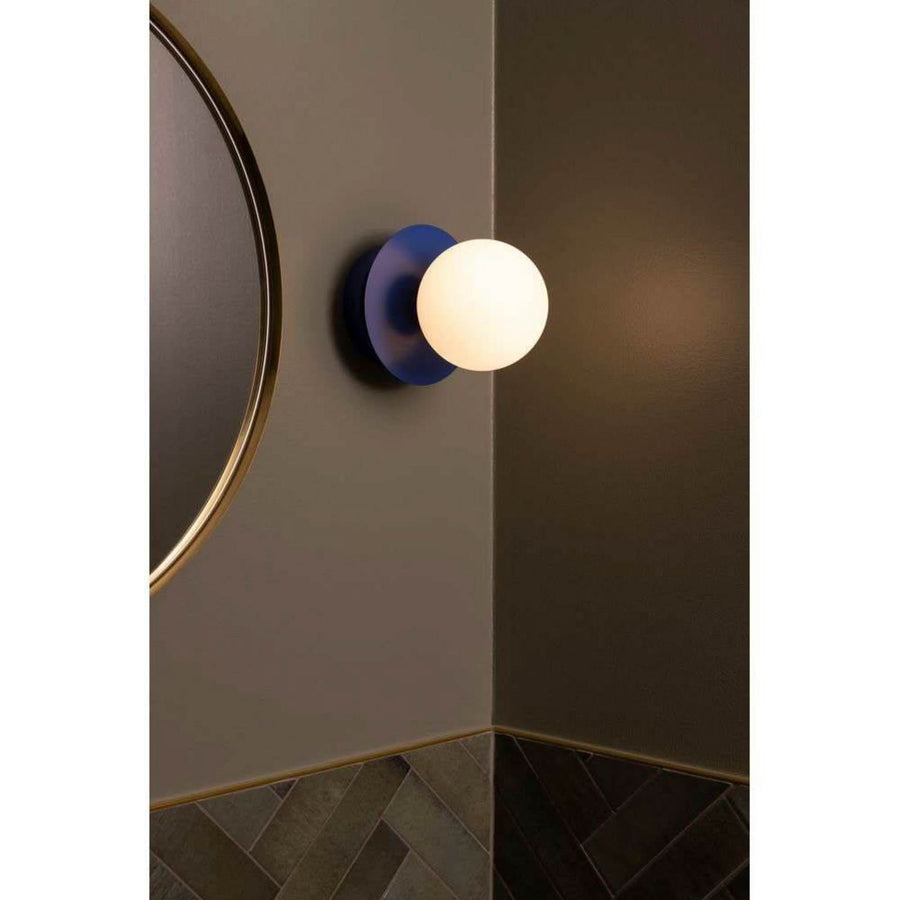 Applique murale ART Deco en verre, bleu et blanc, Ø 16 cm, IP44