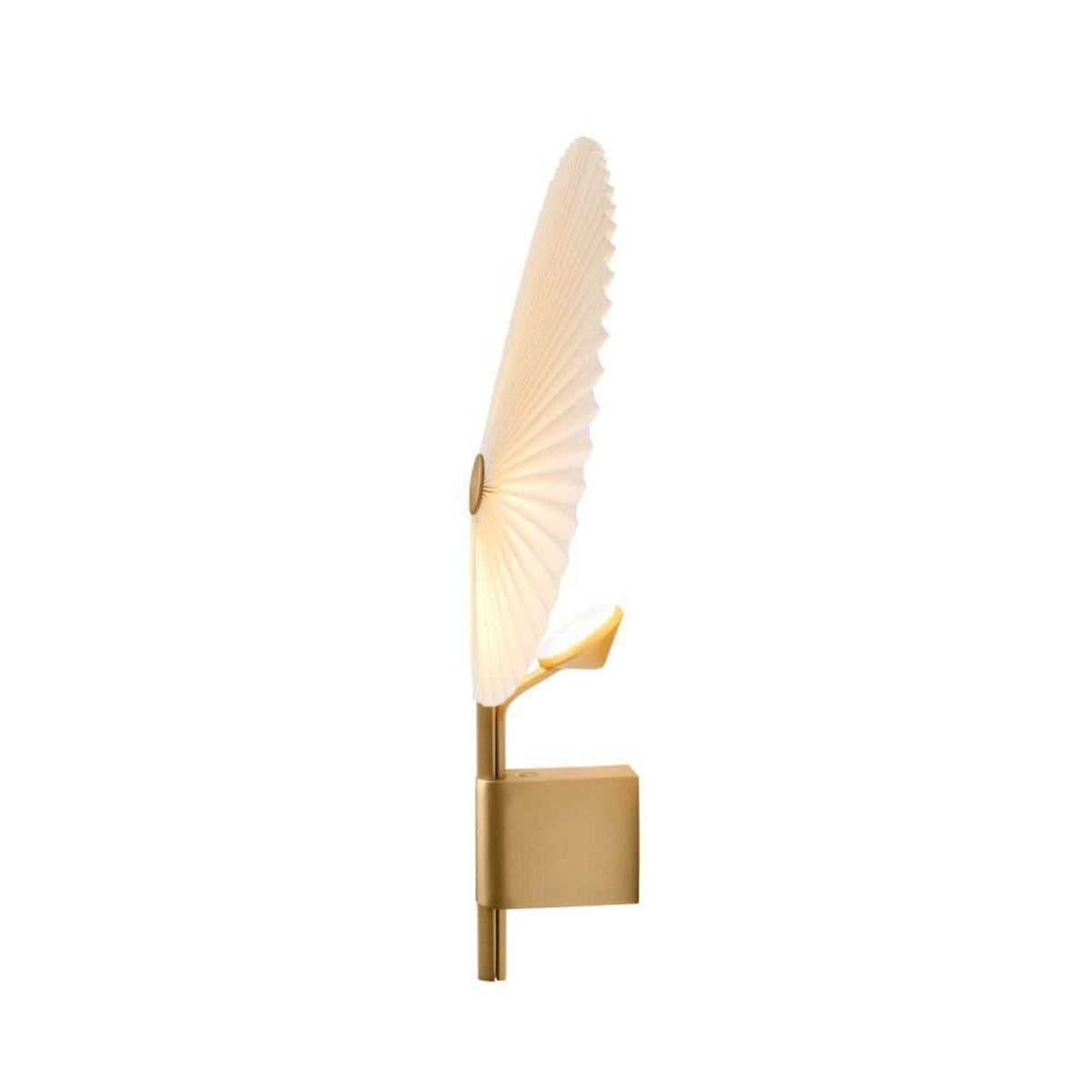 Applique murale LED Liris Laiton en coton, laiton et blanc, hauteur 45 cm