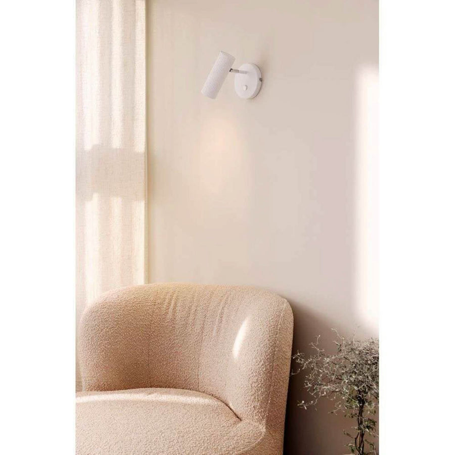 Applique murale Hubble en métal, blanc et chromé, hauteur 15 cm