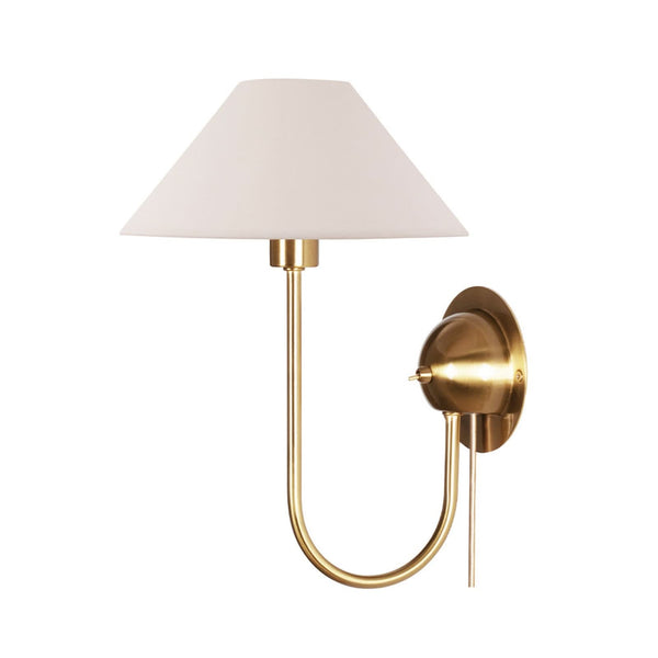 Applique murale Iris en coton, beige et laiton brossé, hauteur 32 cm