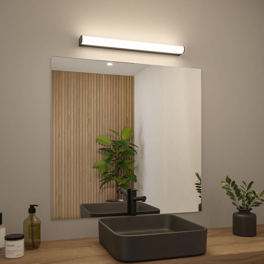 Applique murale LED Arneb en aluminium, noir et blanc satiné, hauteur 4 cm, IP44