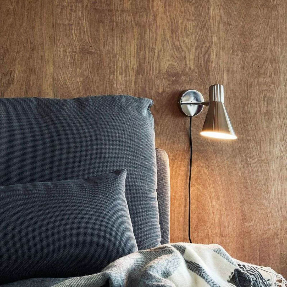 Applique murale DL12 en métal, chromé, Ø 12 cm