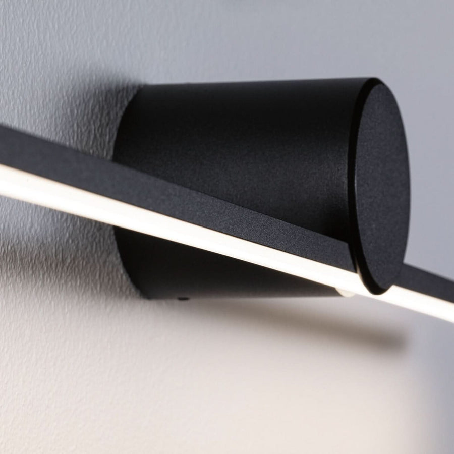 Applique murale LED Sava en métal, noir mat, hauteur 6,5 cm, IP44