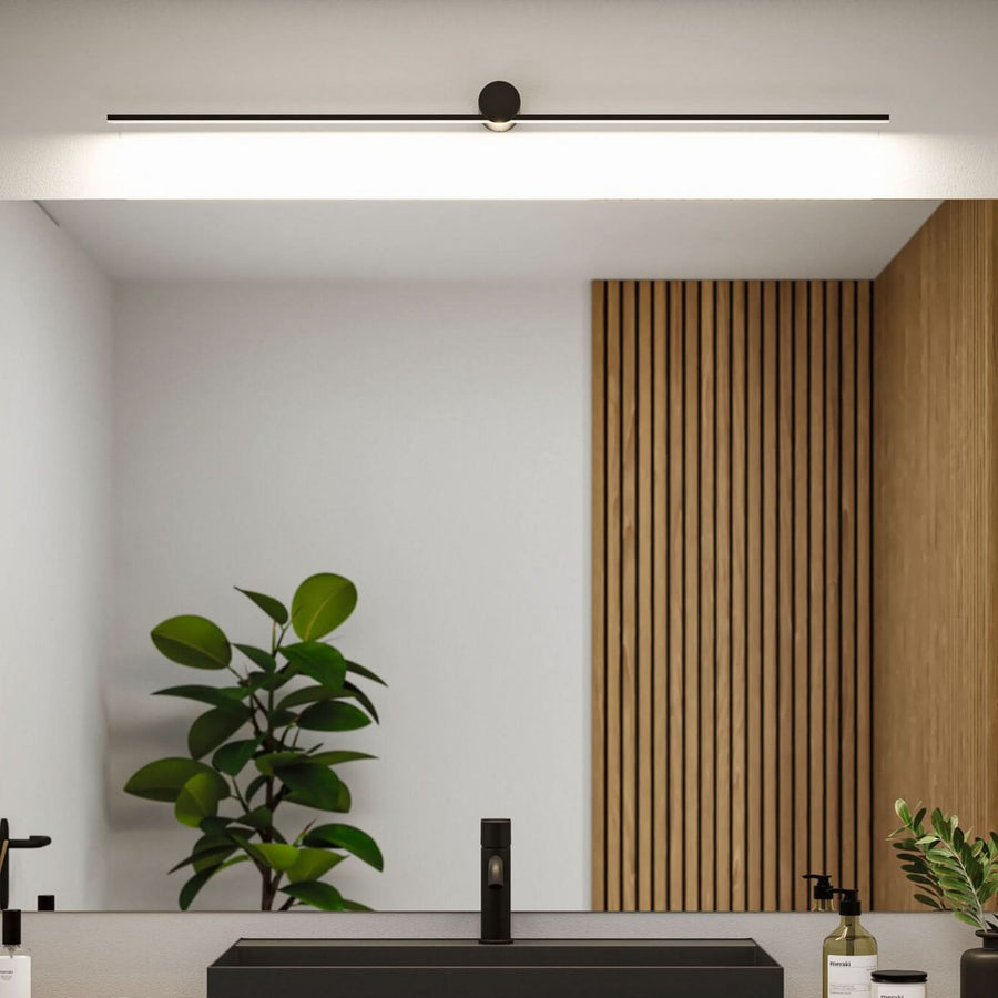 Applique murale LED Sava en métal, noir mat, hauteur 6,5 cm, IP44