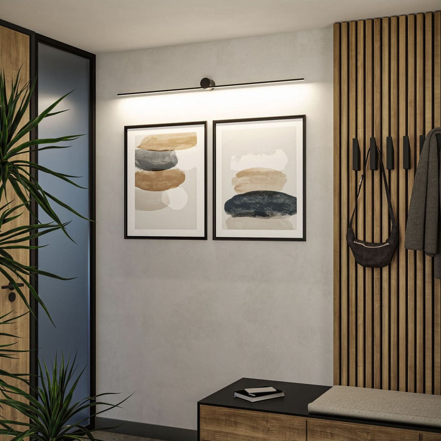 Applique murale LED Sava en métal, noir mat, hauteur 6,5 cm, IP44