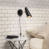 Applique murale Birdy Short en aluminium, noir et laiton, hauteur 19 cm
