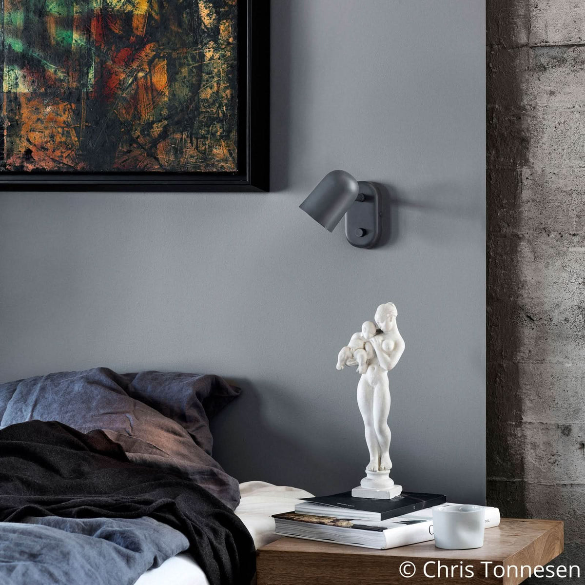Applique murale Buddy en acier, anthracite, hauteur 12 cm