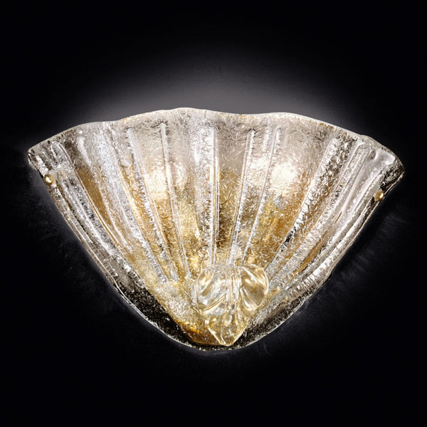 Applique murale Alba en verre, or et transparent, 2 lumières, hauteur 25 cm