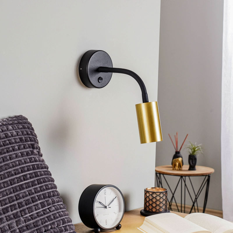 Applique murale Eye Flex S en laiton, noir, Ø 5,5 cm