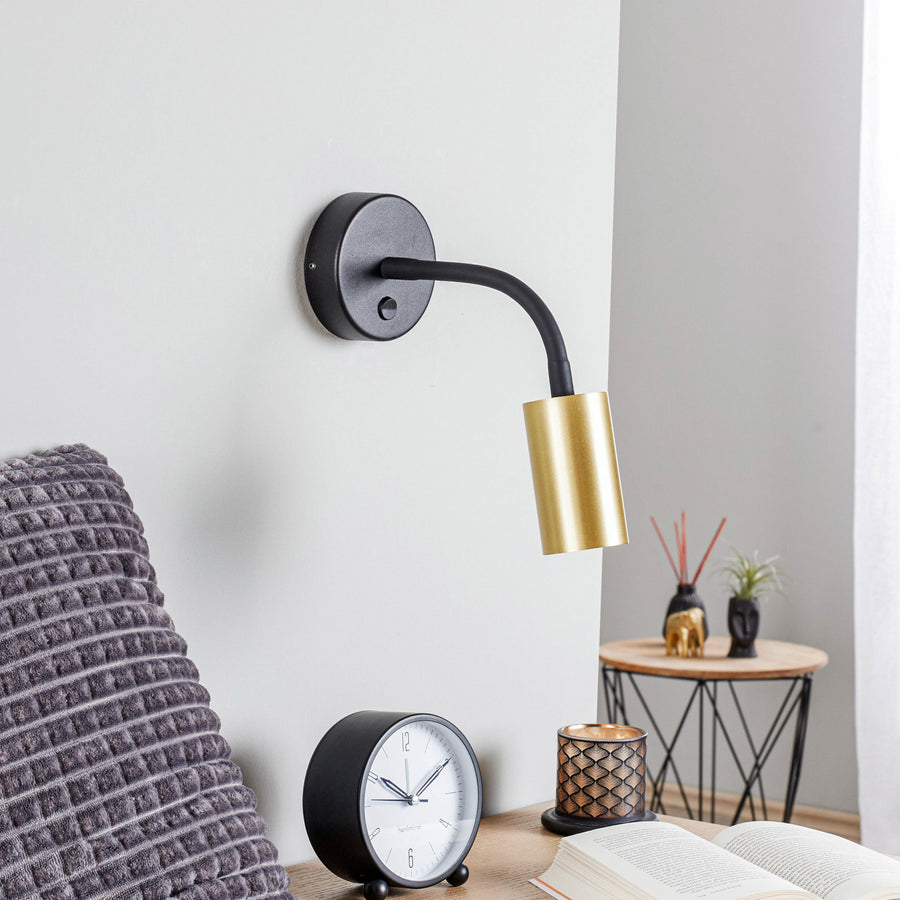Applique murale Eye Flex S en laiton, noir, Ø 5,5 cm