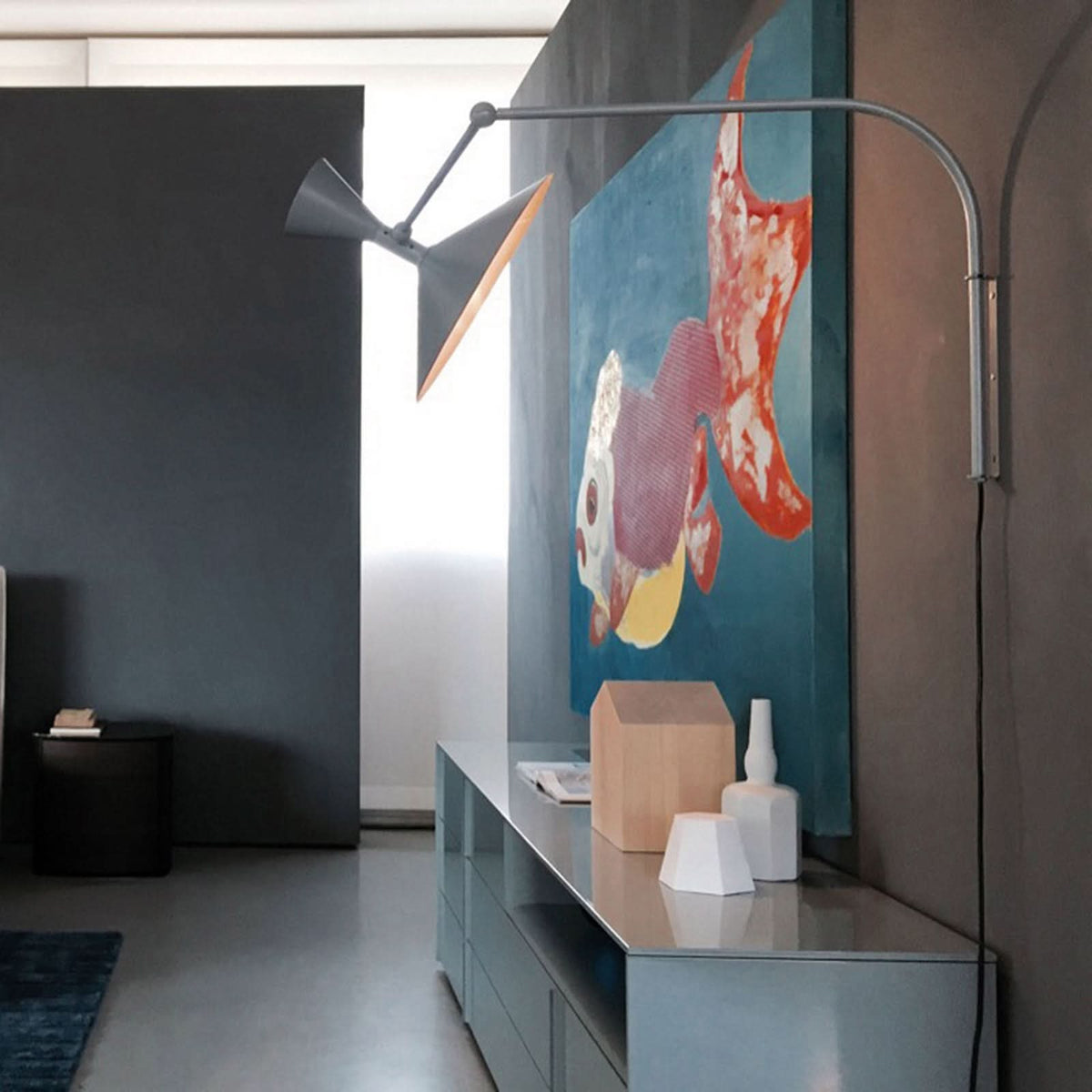 Applique murale Marseille en aluminium, gris mat, 2 lumières, Ø 50 cm