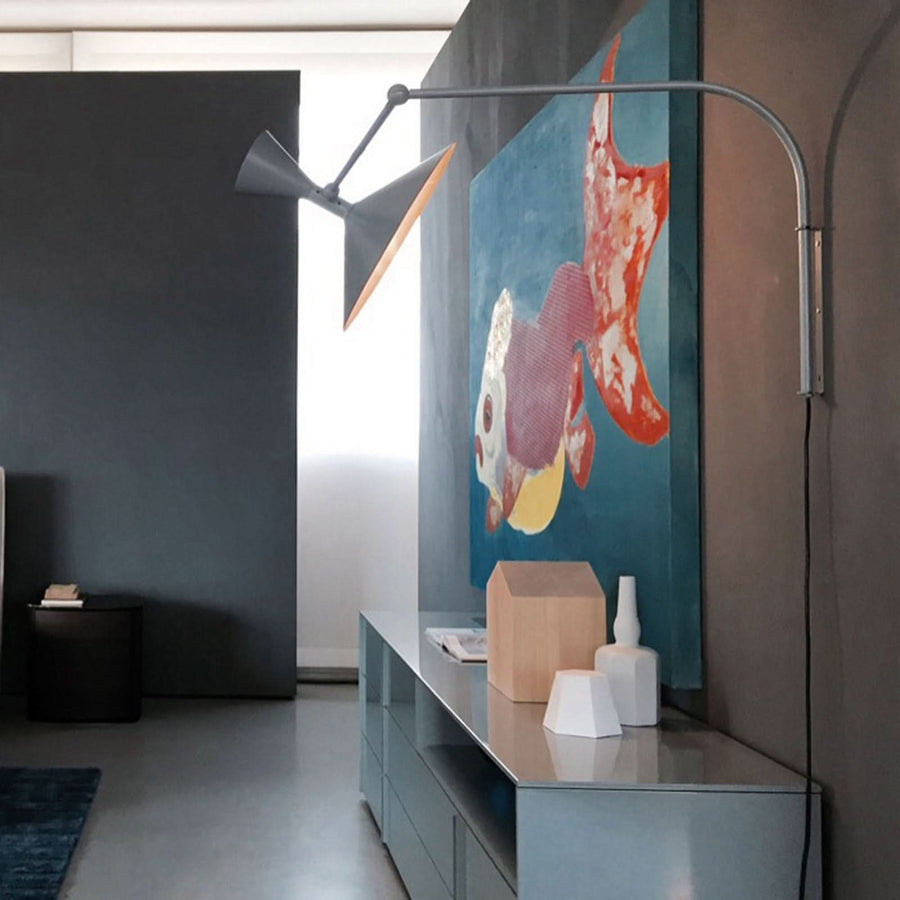 Applique murale Marseille en aluminium, gris mat, 2 lumières, Ø 50 cm