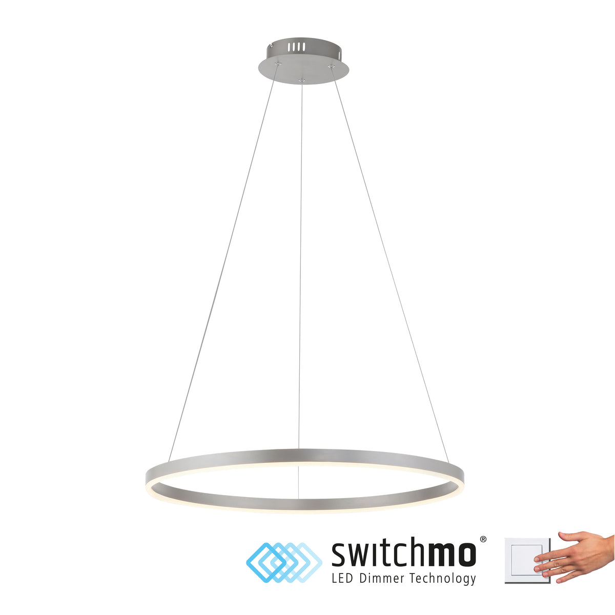Vue du produit avec logo Switchmo et interrupteur variateur trois intensités