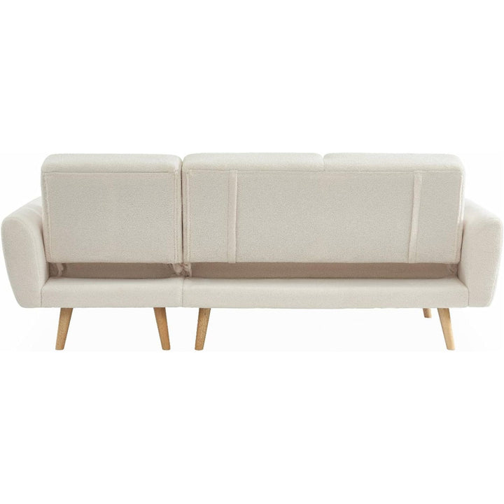 Alice'S Home - Canapé D'Angle Convertible Réversible 3 Places. Tissu Bouclettes Blanches. Pieds Bois | Designix -     - https://designix.fr/