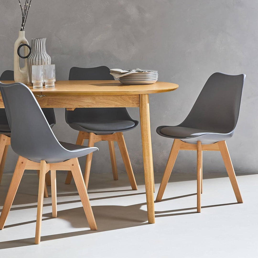 Alice'S Home - Lot De 4 Chaises Scandinaves. Pieds Bois De Hêtre. Chaises 1 Place. Gris | Designix - Amazon    - https://designix.fr/