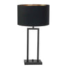Lampe de table noire Stang 7194ZW avec interrupteur rotatif et abat-jour en lin noir et doré
