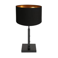 Lampe de table noire Stang 7197ZW avec interrupteur rotatif et abat-jour en lin noir