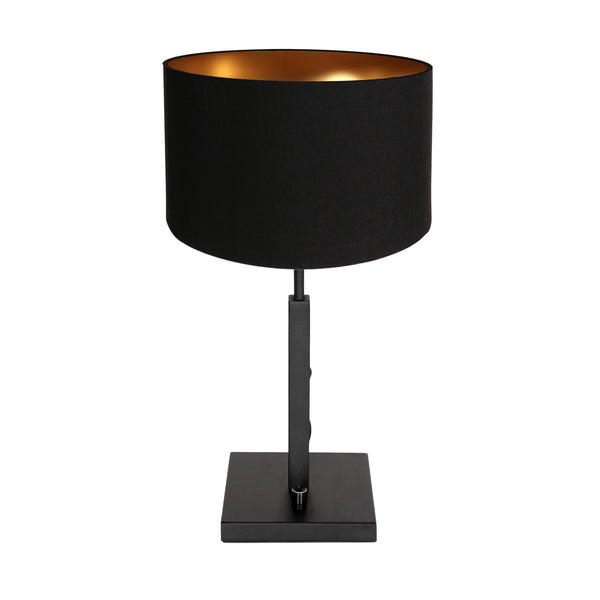Lampe de table noire Stang 7197ZW avec interrupteur rotatif et abat-jour en lin noir