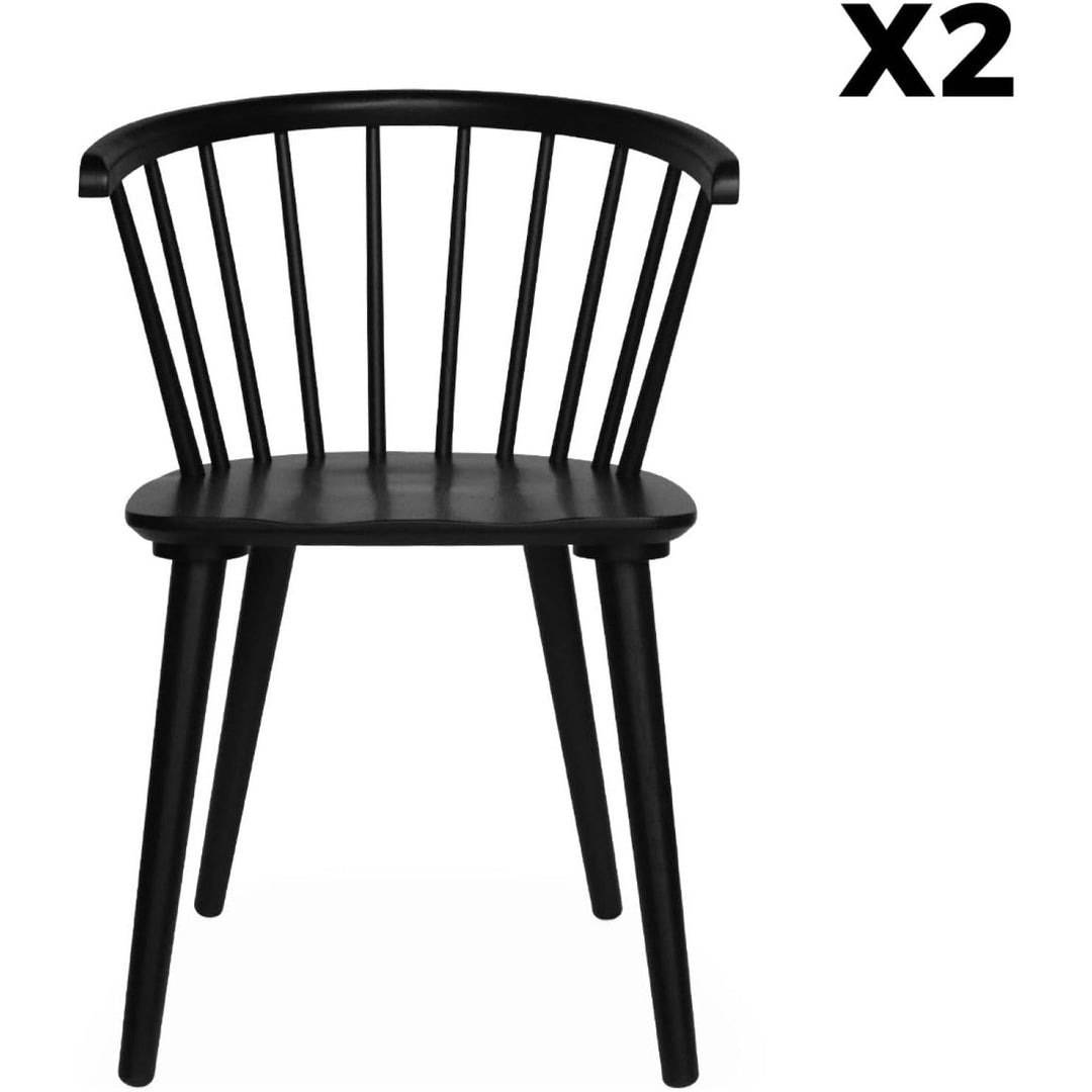 Lot 2 Chaises Bois Noir | Designix - 3333    - https://designix.fr/