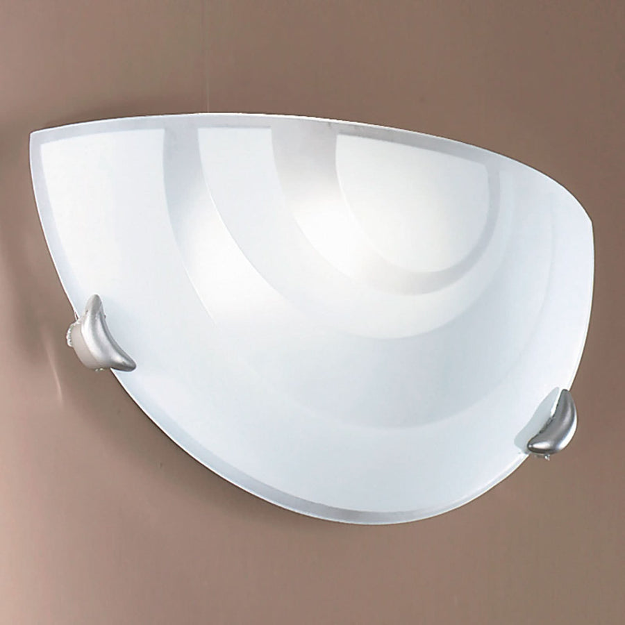 Applique murale Ada en verre, nickel et blanc, hauteur 15 cm