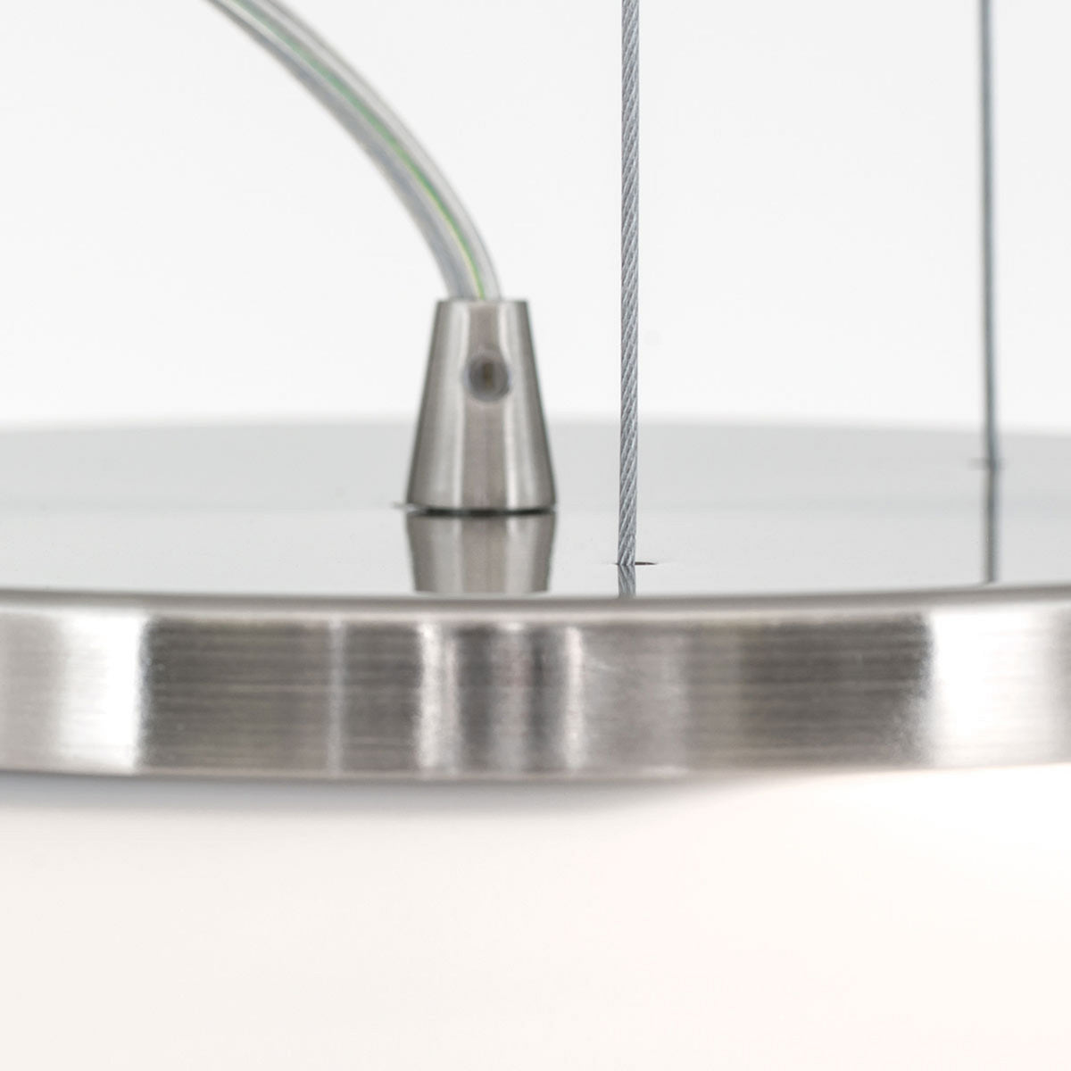 Suspension Blanc en verre, blanc et nickel mat, 2 lumières, Ø 49 cm