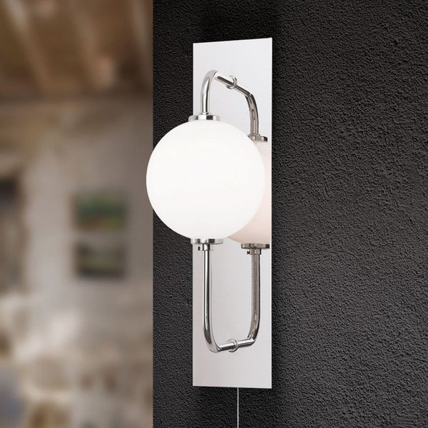 Applique murale Pipes en laiton, nickel brillant et blanc, hauteur 37 cm