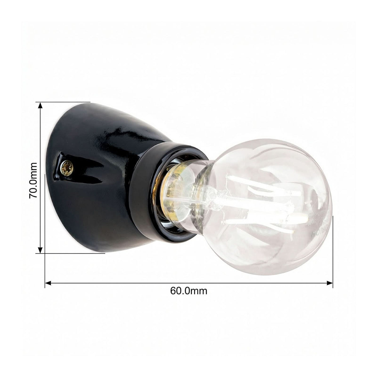 Applique murale Frost en céramique, noir brillant, Ø 7 cm