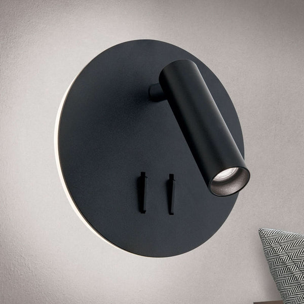 Applique murale LED Lenny en aluminium, noir, Ø 15 cm