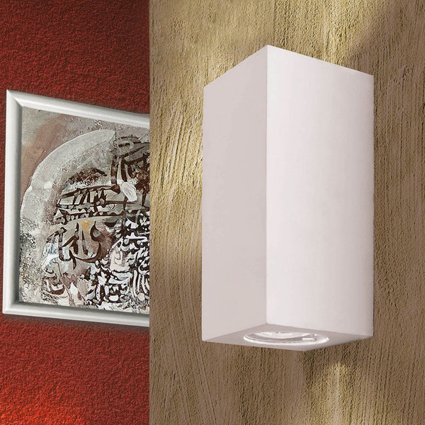Applique murale Cube en céramique, blanc, 2 lumières, hauteur 15,5 cm