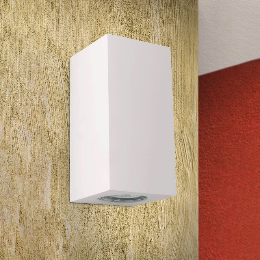 Applique murale Cube en céramique, blanc, 2 lumières, hauteur 15,5 cm