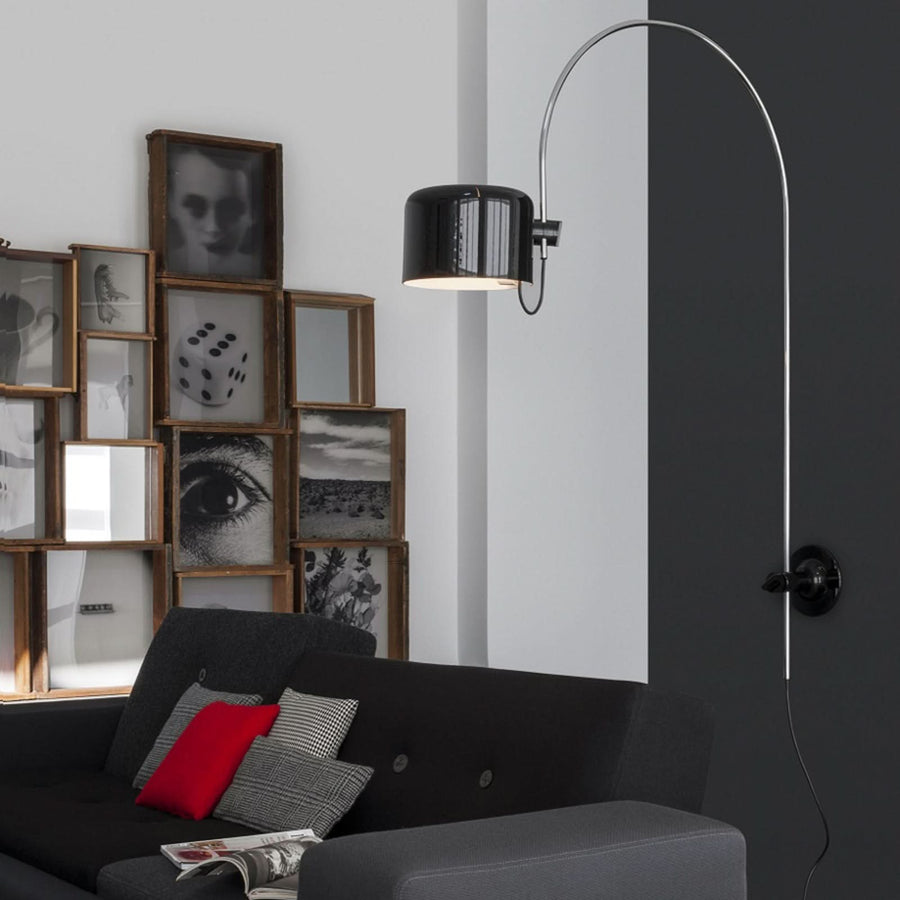 Applique murale Coupé en aluminium, chrome et noir, hauteur 115 cm