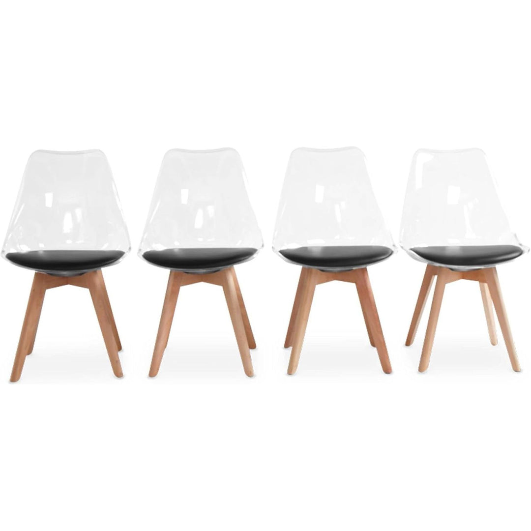 Alice'S Home - Lot De 4 Chaises Scandinaves - Lagertha - Pieds Bois. Fauteuils 1 Place. Coussin Noir. Coque Transparente | Designix - Amazon    - https://designix.fr/