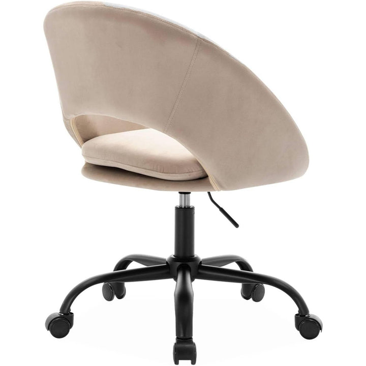 Alice'S Home - Chaise De Bureau Ronde À Roulettes En Velours Blanc Cassé. Pam. L 59 X P 60 X H 79 / 89Cm | Designix - Amazon    - https://designix.fr/