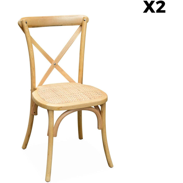 Alice'S Home - Lot De 2 Chaises De Bistrot En Bois De Cédrèle Naturel. Vintage. Assise En Rotin. Empilables | Designix - Amazon    - https://designix.fr/