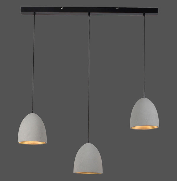 Suspension Eton 3 lumières grise et noire, béton