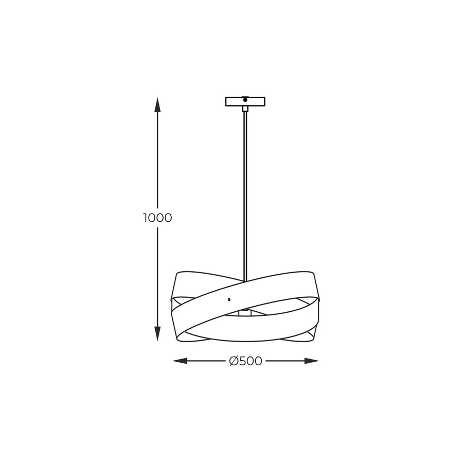 Schéma coté indiquant une hauteur de 1000 mm et un diamètre de 500 mm