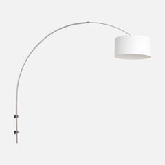 applique liseuse arc en acier, abat-jour lin blanc Ø 30 cm | Liséa