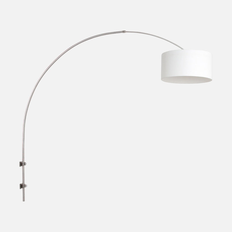 applique liseuse arc en acier, abat-jour lin blanc Ø 30 cm | Liséa