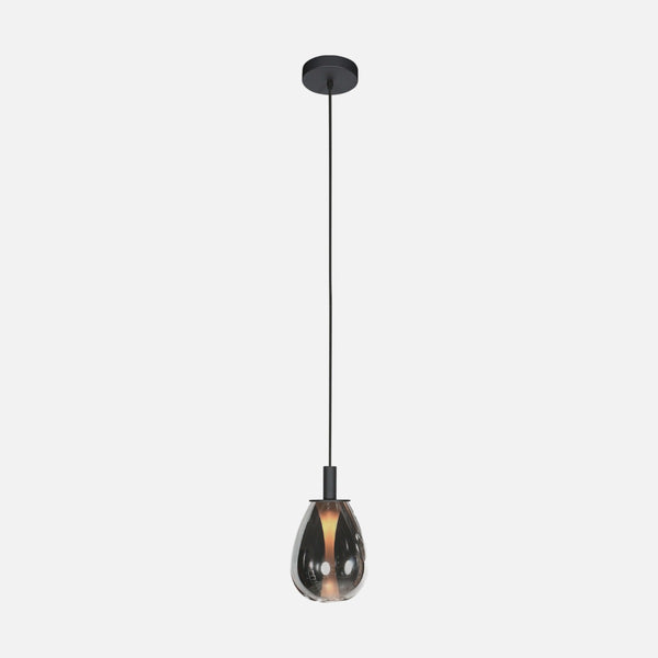 Suspension noire de cuisine en verre, abat-jour goutte Ø 14,5 cm | Glimsy